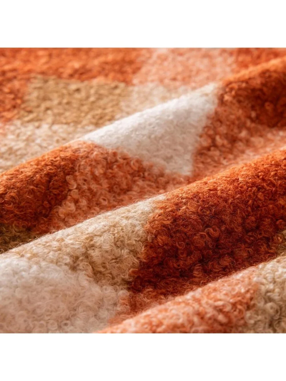 Cozy Orange Plaid Throw Pillow Covers - Set of 2, 26x26 Inch for Fall Decor